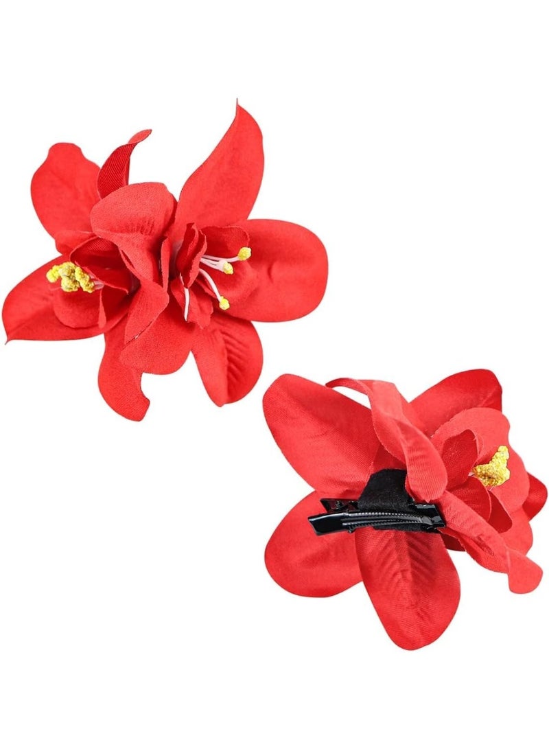 ChicAbode Bohemian Flower Hair Clips Hairpin, 5 Colors Artificial Tropical Flower Hair Clip, Bridal Hair Accessories Boho Hair Clip Hair Accessories For Women Girls Lady Bridal 5PCS - Image 3